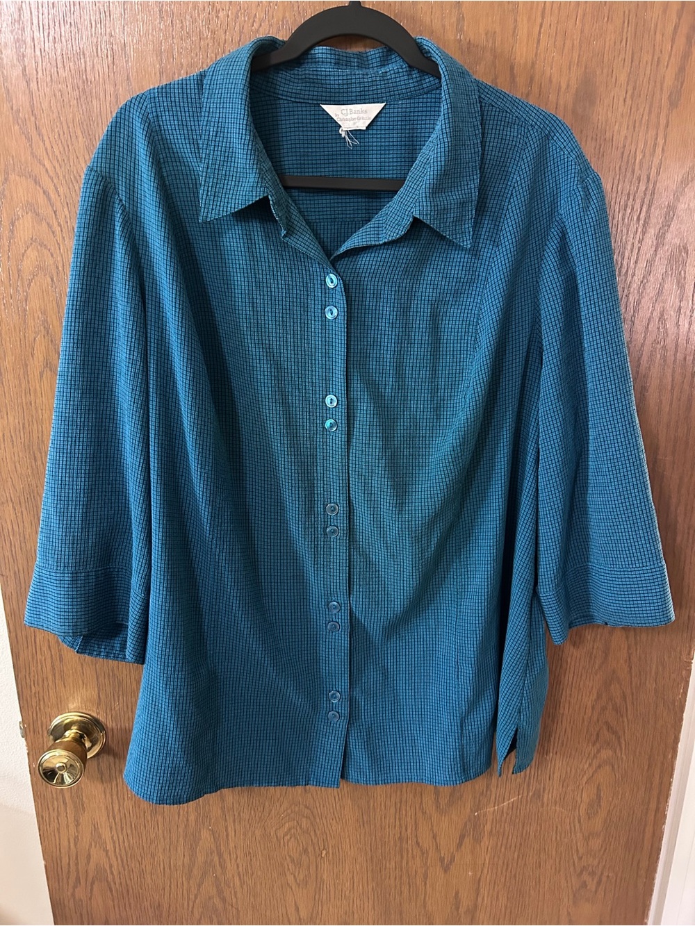 3xlCJ Banks Teal Blue Button-Front Women's Shirt